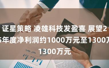 证星策略 凌雄科技发盈喜 展望2025年度净利润约1000万元至1300万元