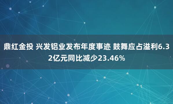 鼎红金投 兴发铝业发布年度事迹 鼓舞应占溢利6.32亿元同比减少23.46%