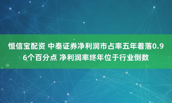 恒信宝配资 中泰证券净利润市占率五年着落0.96个百分点 净利润率终年位于行业倒数